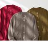 Cardigan a Maglia Rosso a Maniche Lunghe per Mamme - Elegante Maglione Autunnale per Donne di Mezza Età