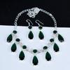 Green Tourmaline Necklace Set, Green Tourmaline Gemstone Handmade 925 Sterling Silver Earring Necklace Set For Women Necklace For Gifts