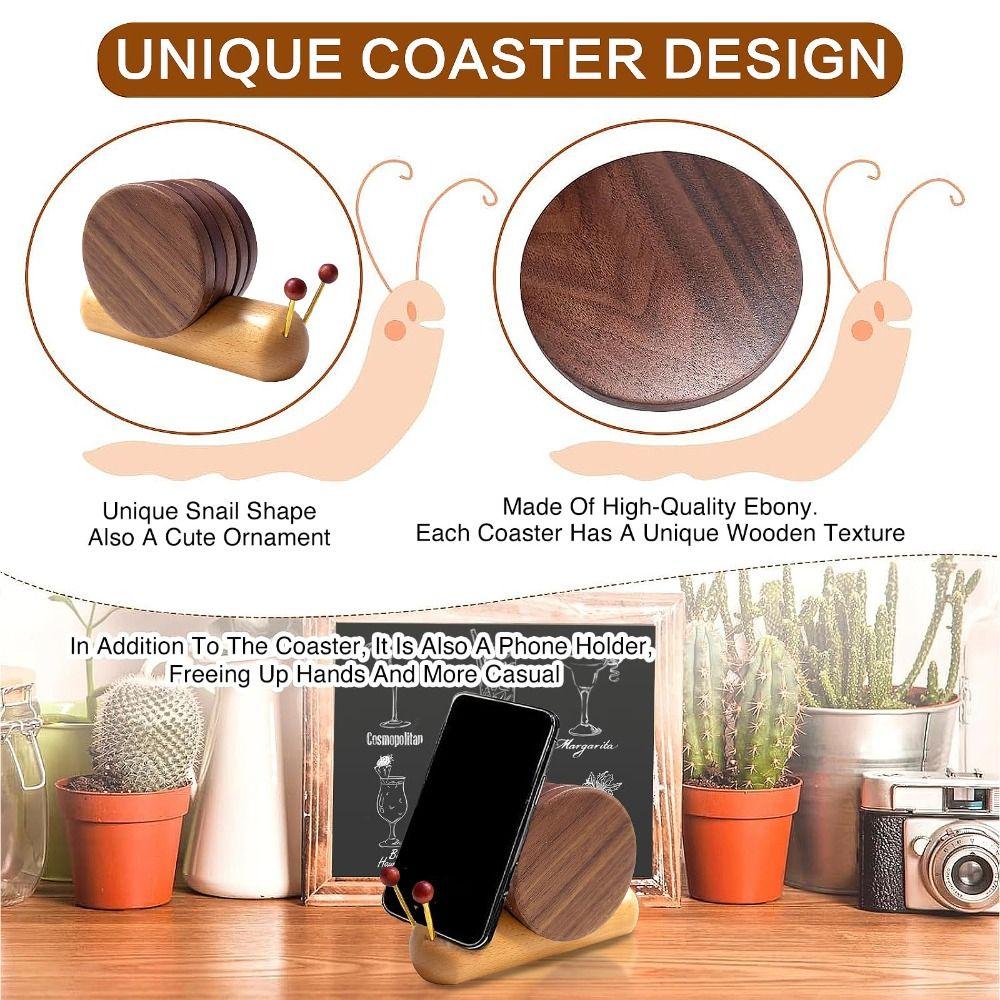 Wooden Insulated Coaster Snail Table Mat Creative Cup Mat  Home Decoration