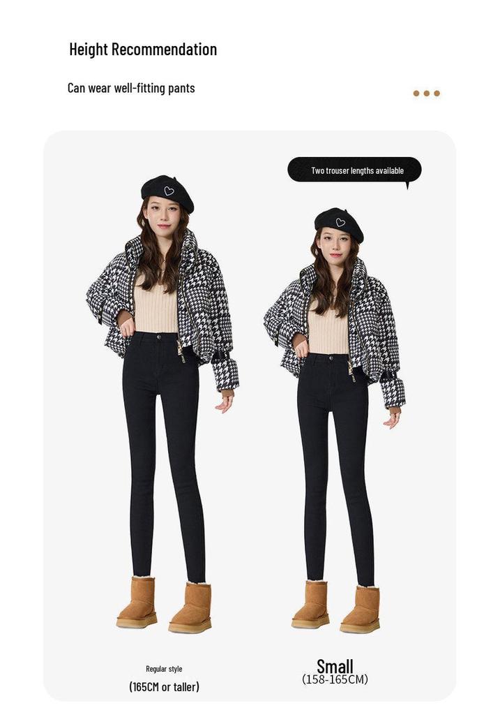 Women's Black Fleece-Lined Thermal Leggings: Warm, High-Waisted, Slim-Fit, Versatile, Thick, Trendy for Autumn/Winter