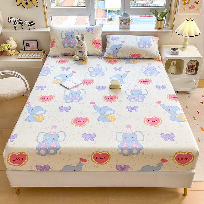 100%Cotton Fitted Bed Sheet Flower Printed Bed Sheet Single/Queen/King Size Fundas De Comfortable Fitted Sheet