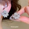 The Icing On the Cake~ Shining Zircon Flower Ear Clips for Women Without Earholes Korean Exquisite Earrings Light Luxury High-end Earrings