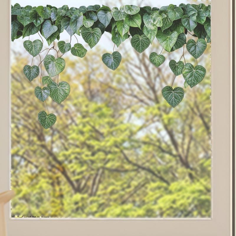 UV Transparent Green Plant Window Sticker: Bedroom Balcony Decor
