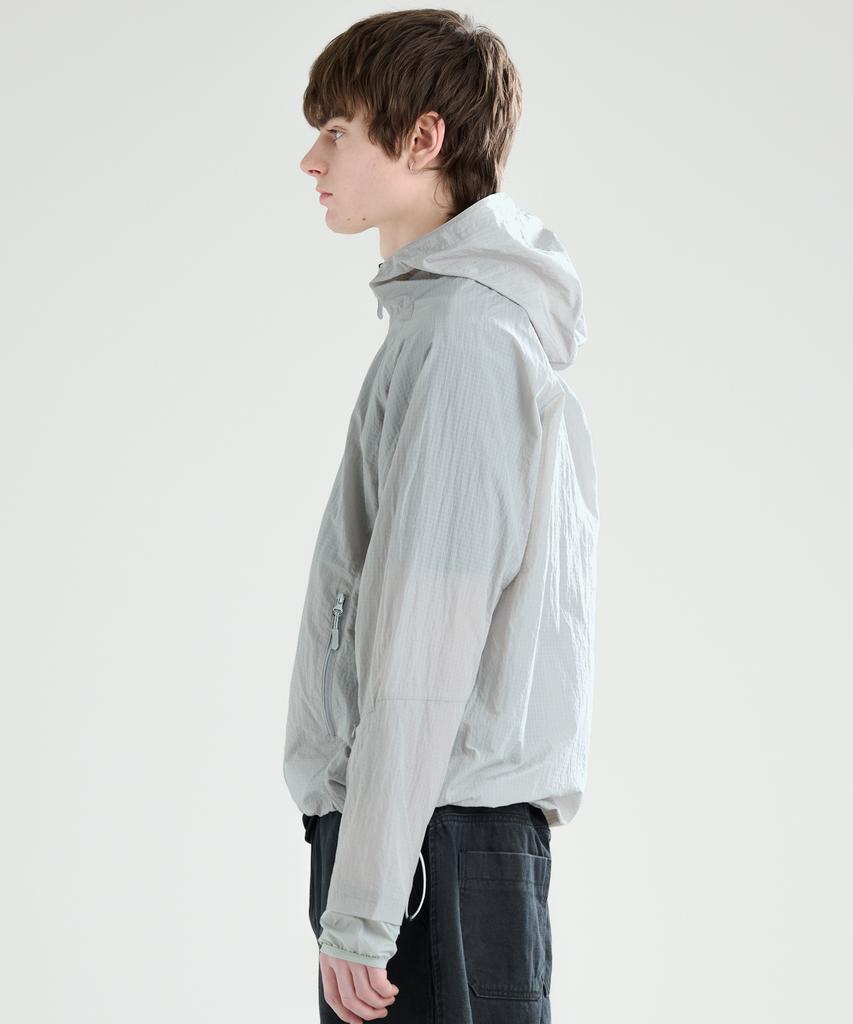 Zplish Curved Hooded Wind Jacket Light Grey