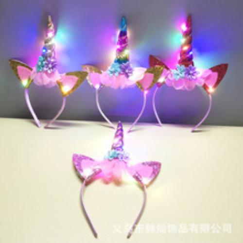 Fascia Luminosa a Forma di Testa di Unicorno LED Halloween Fascia Luminosa Colorata a Forma di Testa di Unicorno Accessori per Feste