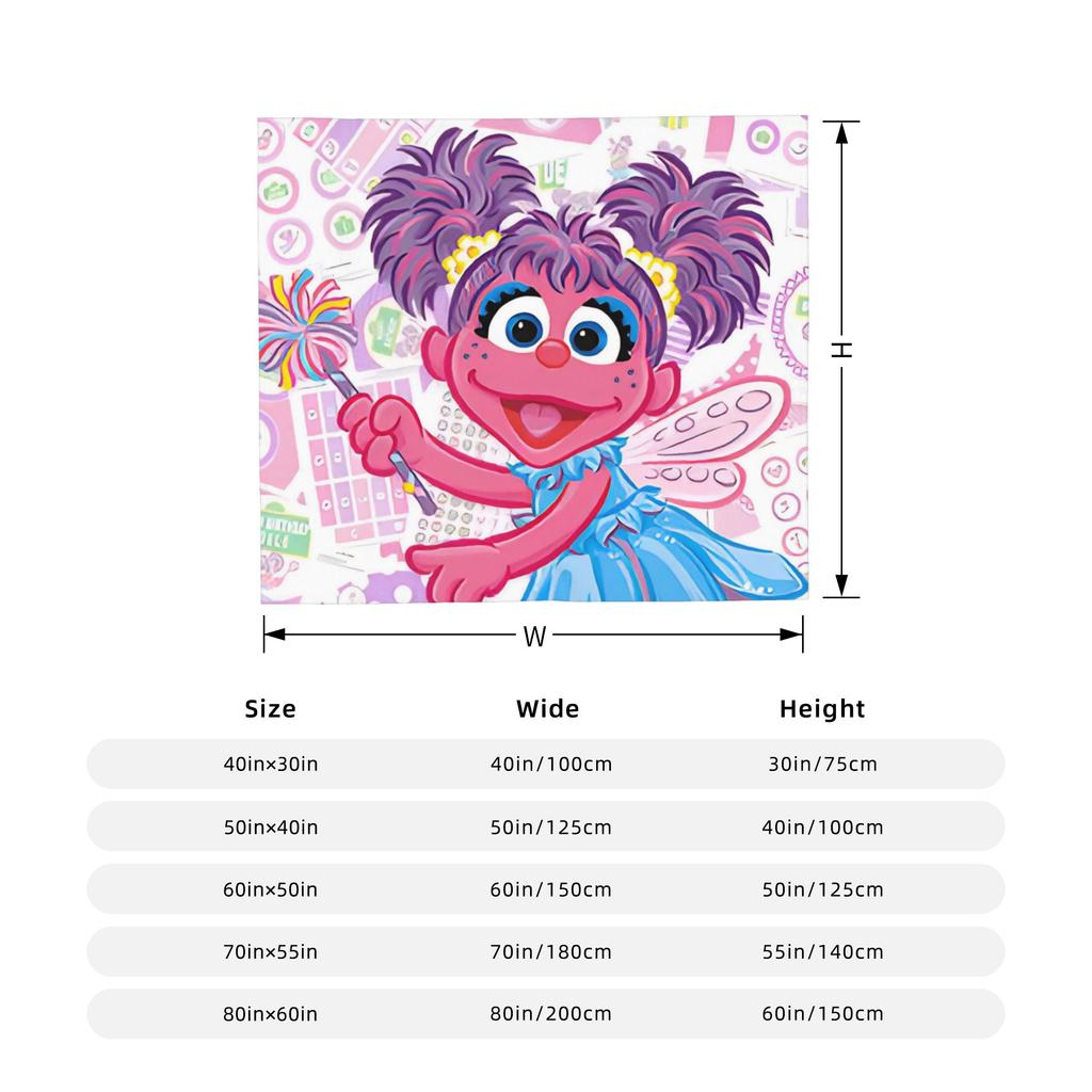 Sesame Street Cartoon Blanket Coral Fleece Plush Spring/Autumn Abby Cadabby Breathable Throw Blankets for Bed Bedroom Rug Piece