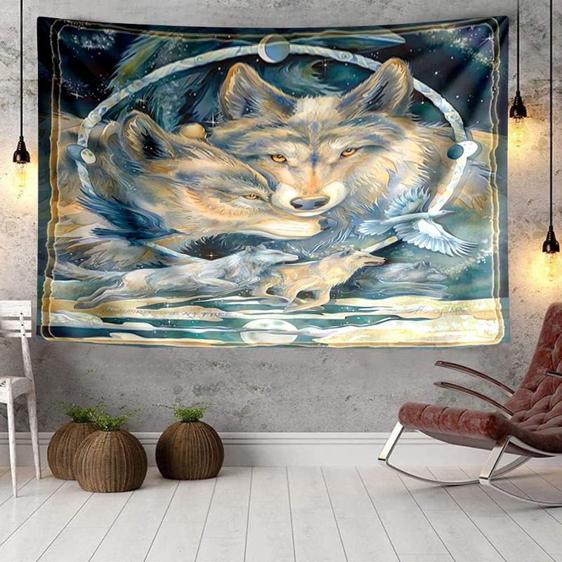 Wolf Pack Wilderness Tapestry Room Decoration Wall Hanging for Living Room Bedroom, Dormitory, Birthday and Christmas Gifts