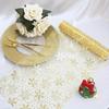 28*275CM Snowflake Christmas Table Runner Sparkly Glitter Golden/Silver Metallic Dining Table Decoration for Xmas