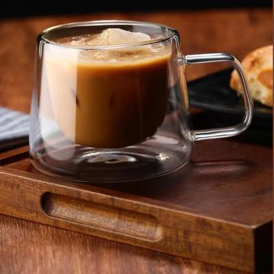 Podwójna ścianka szklana przezroczysta odporna na ciepło filiżanka do espresso w kształcie diamentu domowe śniadanie mleko sok filiżanki do herbaty naczynia do picia