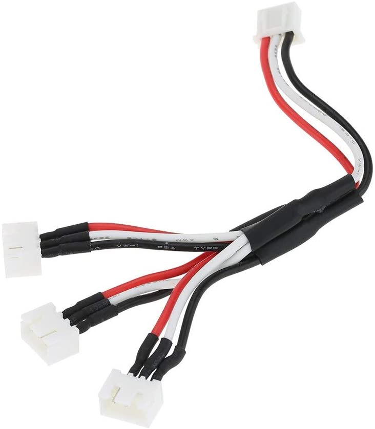 Charging Cable 3-in-1 7.4V 2S for Drones | Compatible with JJRC, WLtoys, SYMA | Charges 3 Batteries Simultaneously | Black, Plastic