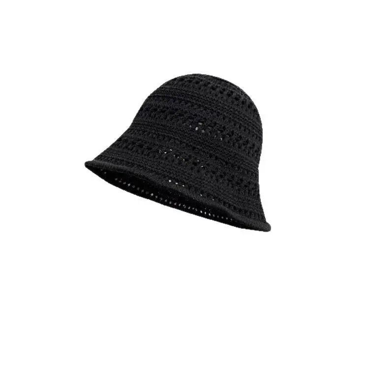 Women's Lightweight Knitted Fisherman Bucket Hat - Breathable, Hollow Design for Spring & Summer
