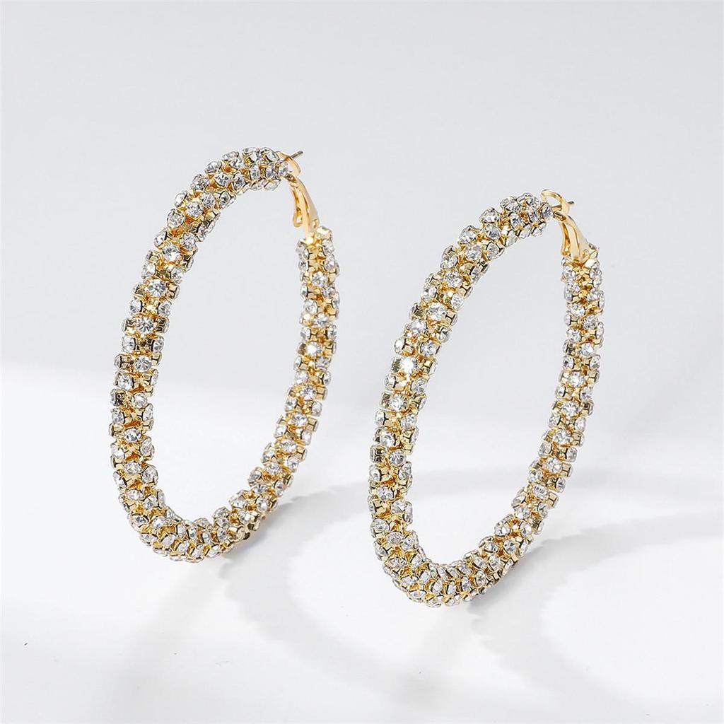 Luxury Rhinestone Hoop Earrings: Simple, Fashionable, and Exaggerated Design for Women
