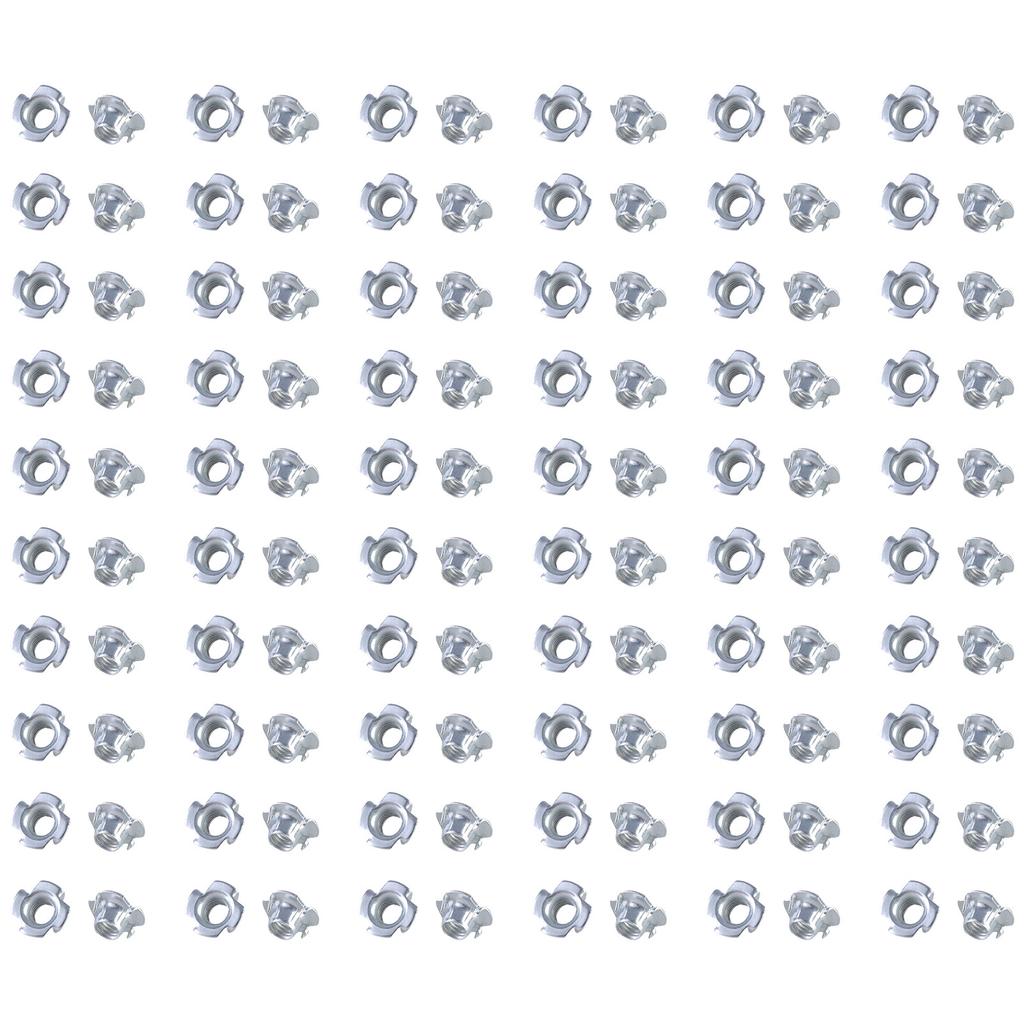 Four Jaw Threaded Inserts Corrosion Resistant T Nut Blind Pronged Tee 4 Jaw Tee Nuts for Wood Working Hardware