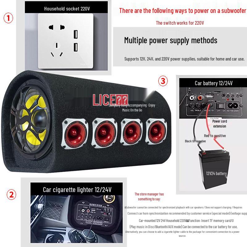 High-Performance Bluetooth Tunnel Subwoofer with 5 Speakers - 24V/220V