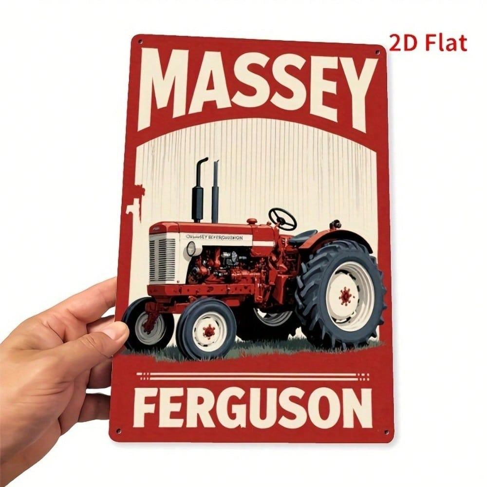 Vintage Farm Tractor Metal Sign Red Tin Wall Art Garage Man Cave Bar Decor