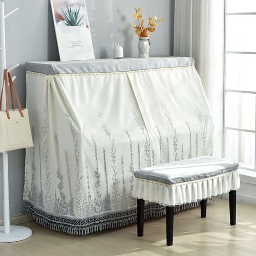 Upright Piano Cover, Top Cover for Standard Upright Pianos, Digital Pianos, Full Cover, Stylish, Simple, Nordic Lace Design, Elegant, Dustproof Cover