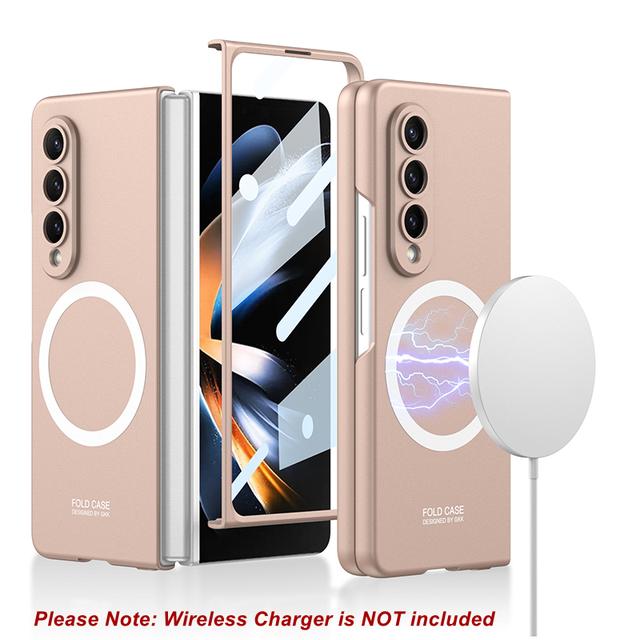 Magnetic Wireless Chargers For Samsung Galaxy Z Fold 4 Case Glass Film Screen Protector Matte Hard Cover