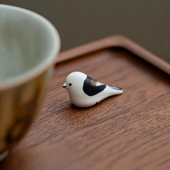 Hand Carved Wooden Bird Figurine Small Bird Statue for Home Desk Shelf Decor Housewarming Gifts for Bird Lovers