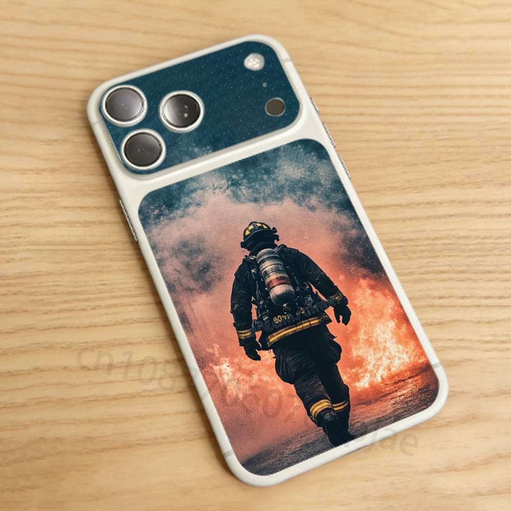 

Fireman Firefighter For iPhone 17 Pro /Pro Max Battry Back Cover with Camera Decal Skin Rear Protective Sticker Film iPhone17promax