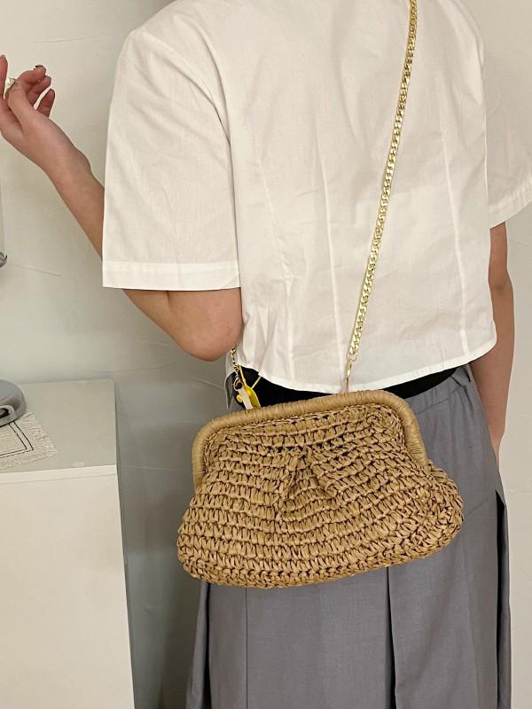 Women's Straw Beach Bag - Versatile Crossbody and Handheld Woven Bag