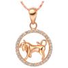 Rose Gold Color Twelve Constellations Zircon Pendant Necklace Female Jewelry