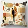 Warm - Toned Abstract Plant Pillowcasebedroom Living Room Sofa Home Decor Polyester Cushion Cover With Zipper