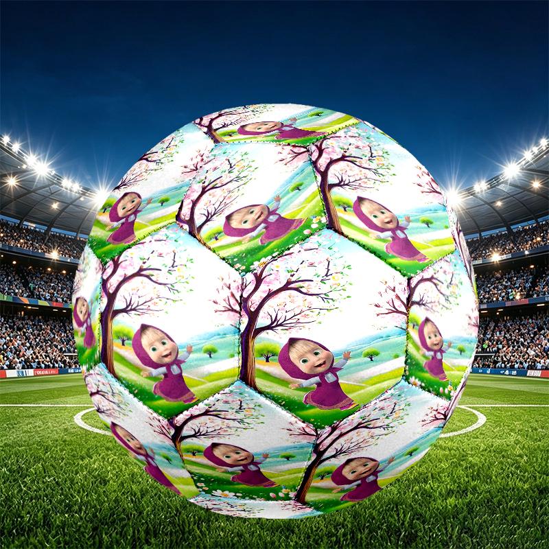 Pallone da Calcio Masha e Orso Stampa Taglia 5, Pallone da Calcio in PU Resistente all'Usura per Partite, Allenamenti e Pratica Quotidiana, Regalo di Compleanno per Appassionati di Calcio