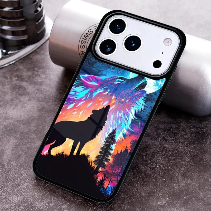 Wolf Moon Howl Phone Case For iPhone 17,16e,15,14,13,12,11,Mini,Pro,MAX soft Silicone Cover