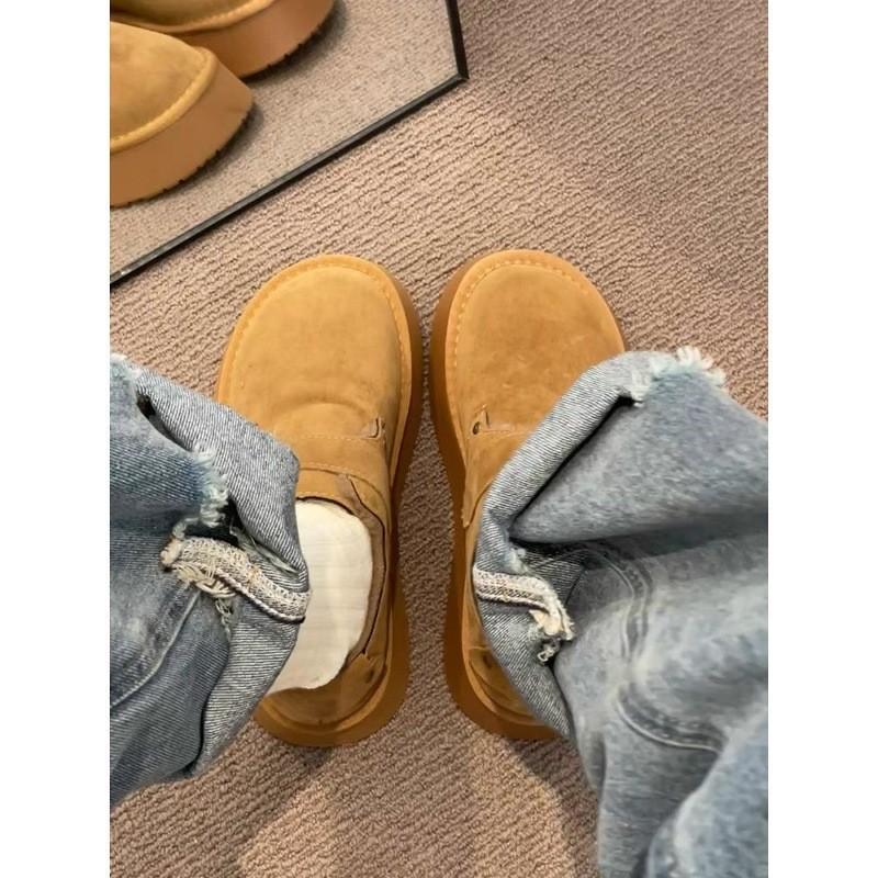 

thick-soled snow boots women s winter bread cotton shoes with fleece and thicker one-pedal retro Birkenstocks 40 малиновий