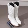 2024 Plus Size White Western High-Heeled Over-the-Knee Cowboy Boots for Women