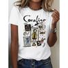 Cartoon Coraline Print Short Sleeve T-shirt Casual Crew Neck Top For Spring & Summer Women's Clothing