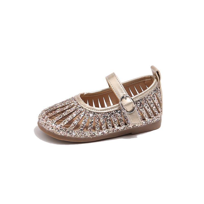 ZapatosFashion Kids Dance Shoes 2025 Summer New Style Girls Leather Shoes Anti Slip Child Sandals Simple Girls' Princess Shoe