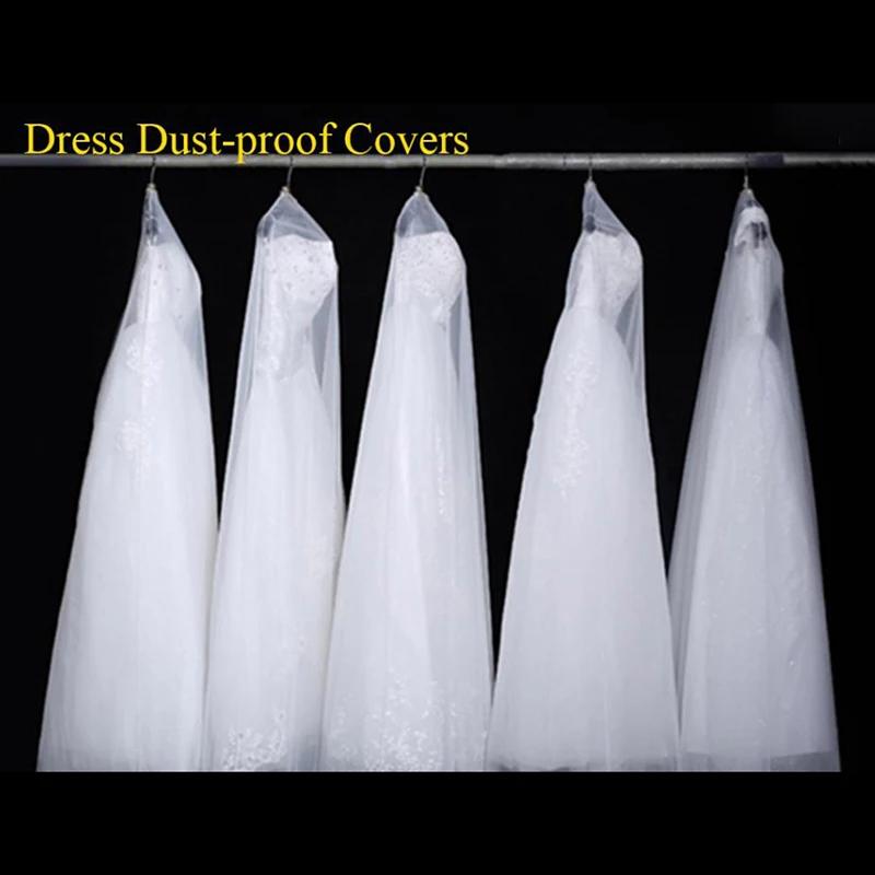 1PCS Long 160/180/200cm Transparent Soft Tulle Dust Cover For Home Clothes Wedding Dress Garment Bridal Gown Protector Mesh Yarn