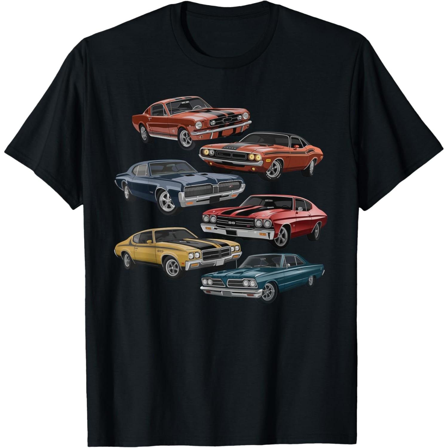 Vintage Muscle Car Artwork for Car Show Enthusiasts T-Shirt S чёрный