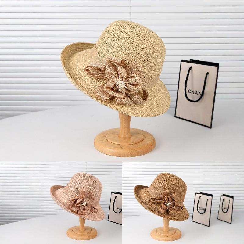 Hat Female Summer Sunscreen Straw Hat Three-dimensional Flower Pot Hat Showing Face Small Seaside Vacation Visor Bucket Hat