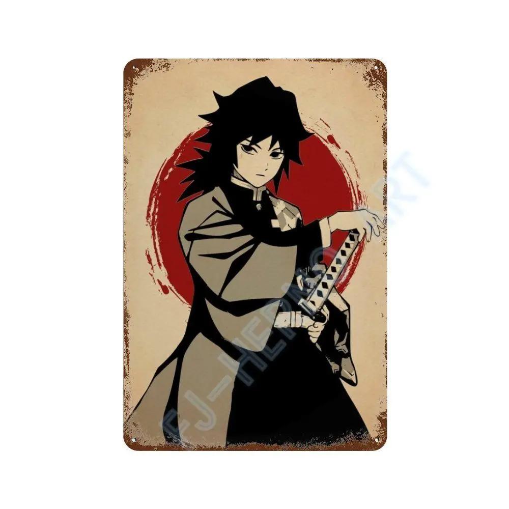 Japan Retro Anime Demon Slayer My Hero Academia Jujutsu Kaisen Metal Tin Sign Plaque Wall Art Home Kids Room Decorative Plates