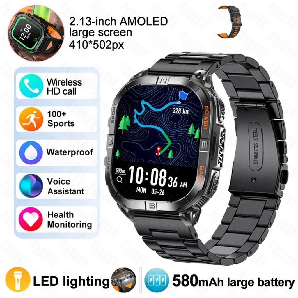 New Smart Watch GPS Outdoor Barometric Compass LED Flashlight 580 MAH 3ATM Waterproof 100+ Sports Mode Health BT Call Smartwatch