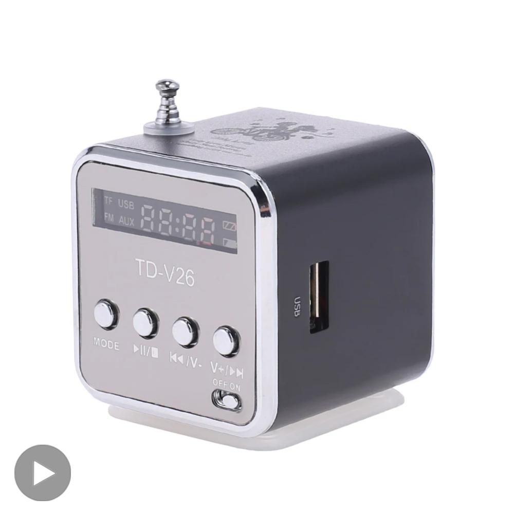 TD-V26 Portable Mini FM Radio Micro Treble Bluetooth Portable Voice For Computer Mobile Phone MP3 Music Support Micro TF SD Card