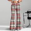 Women's Fashion Loose Drawstring Waist Christmas Plaid Printed Casual Sports Pants Casual Flared Pants