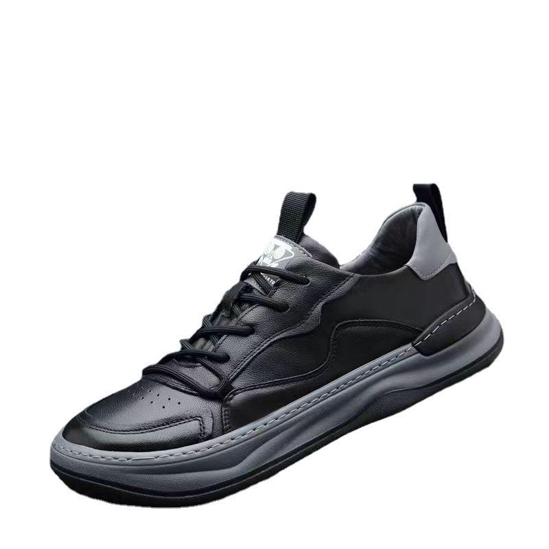 Leather large size men's shoes new spring versatile trend little white shoes men's breathable deodorant leather shoes men's casual board shoes