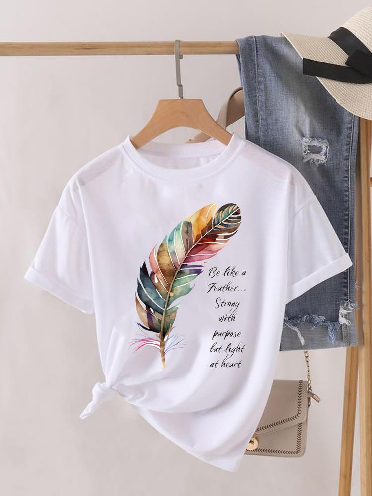 (Asian Size) Lady Clothing o-neck T Shirt sweet butterfly style Printed Female Top Casual Fashion Women Graphic Tee Short Sleeve T-shirts