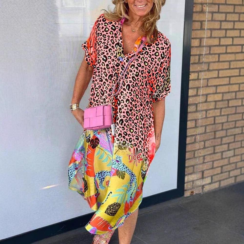 Women's Summer Print Half-Collar Loose Dress