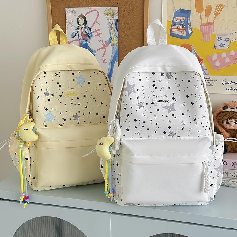 Schultaschen-Trend, Schultasche für Mittelschüler, lässiger Rucksack mit kleinem frischem Sternen-Aufdruck, vielseitiger Rucksack mit großem Fassungsvermögen