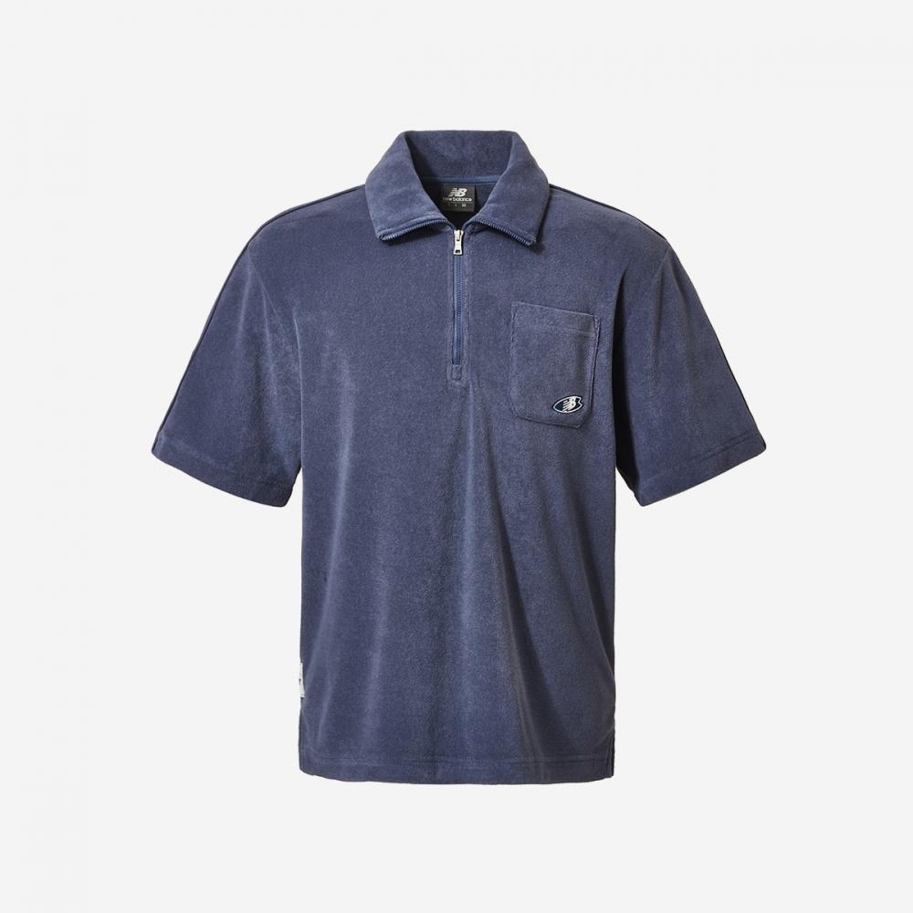 New Balance Uni Summer Terry Zip Up Collar T shirT Nbnfeb1613   50  Blue