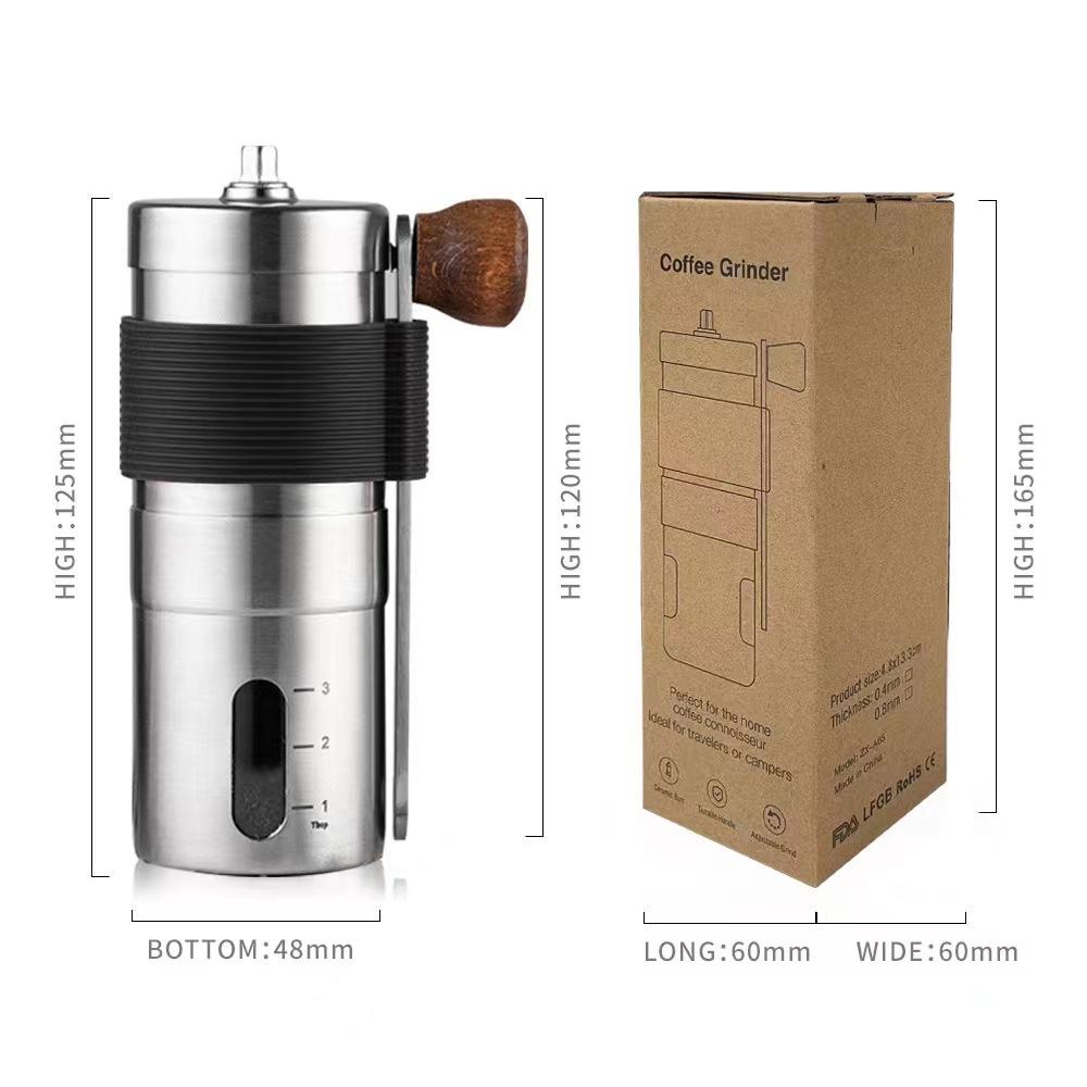 

Manual coffee bean grinder portable with adjustable settings for coffee bean grinder coffee grinder french press send brush чёрный