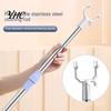 Extendable Clothes Hanging Rod Pole Stainless Steel U-shaped Fork Retractable Telescoping Hook for Organizer Garments Strong Load Capacity Collapsible