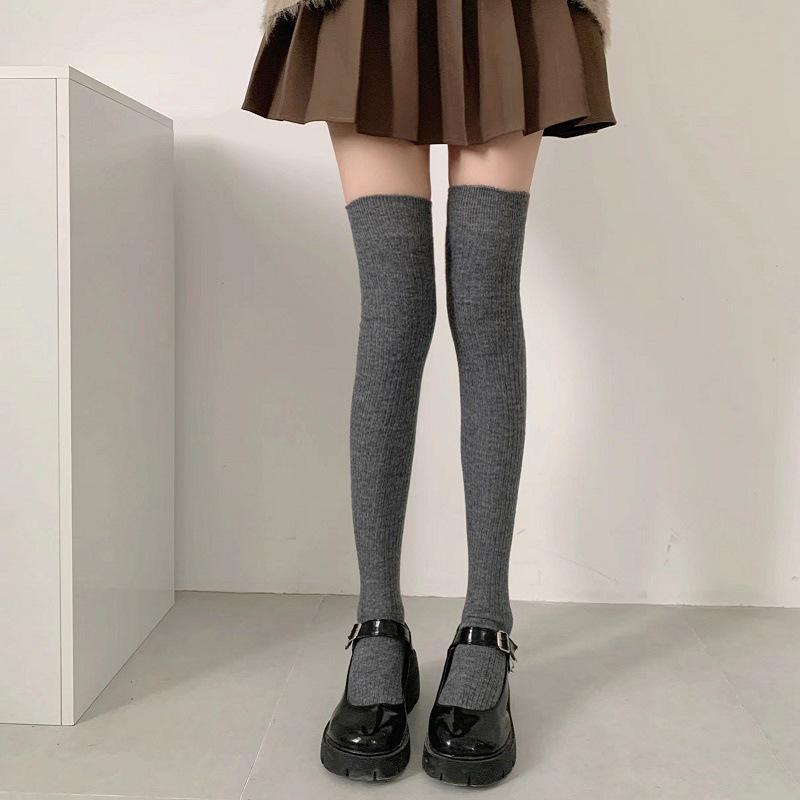 White Lace Thigh-High Stockings with Long Boots - Pure & Sexy Style for Women, Inspired by Japanese Influencers, Perfect for Spring/Autumn.