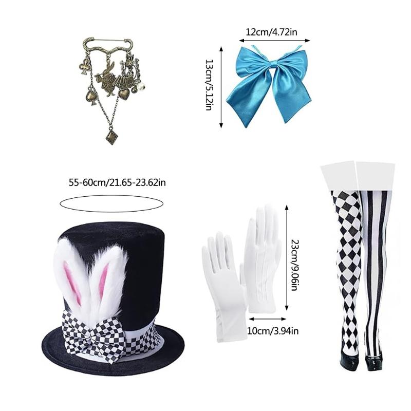 Rabbits Ears Top Hat Easter Day Costume Accessories White Gloves Striped and Plaids Stockings Party Supplies