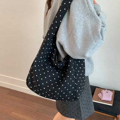 Gepunktete College-Stil Damen Woll-Schultertaschen Große Kapazität Damen Lässige Tragetasche Vielseitig Tragbar Damen Handtaschen