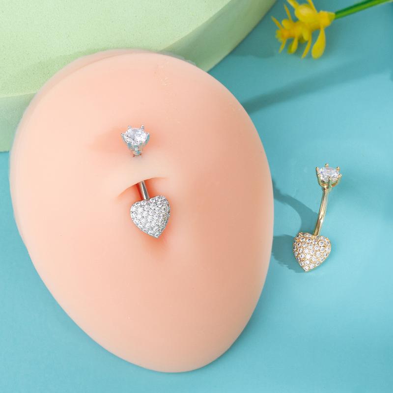 Sparkling Zircon Belly Button Rings Butterfly Heart Navel Piercing Ring For Women Body Jewelry Accessories